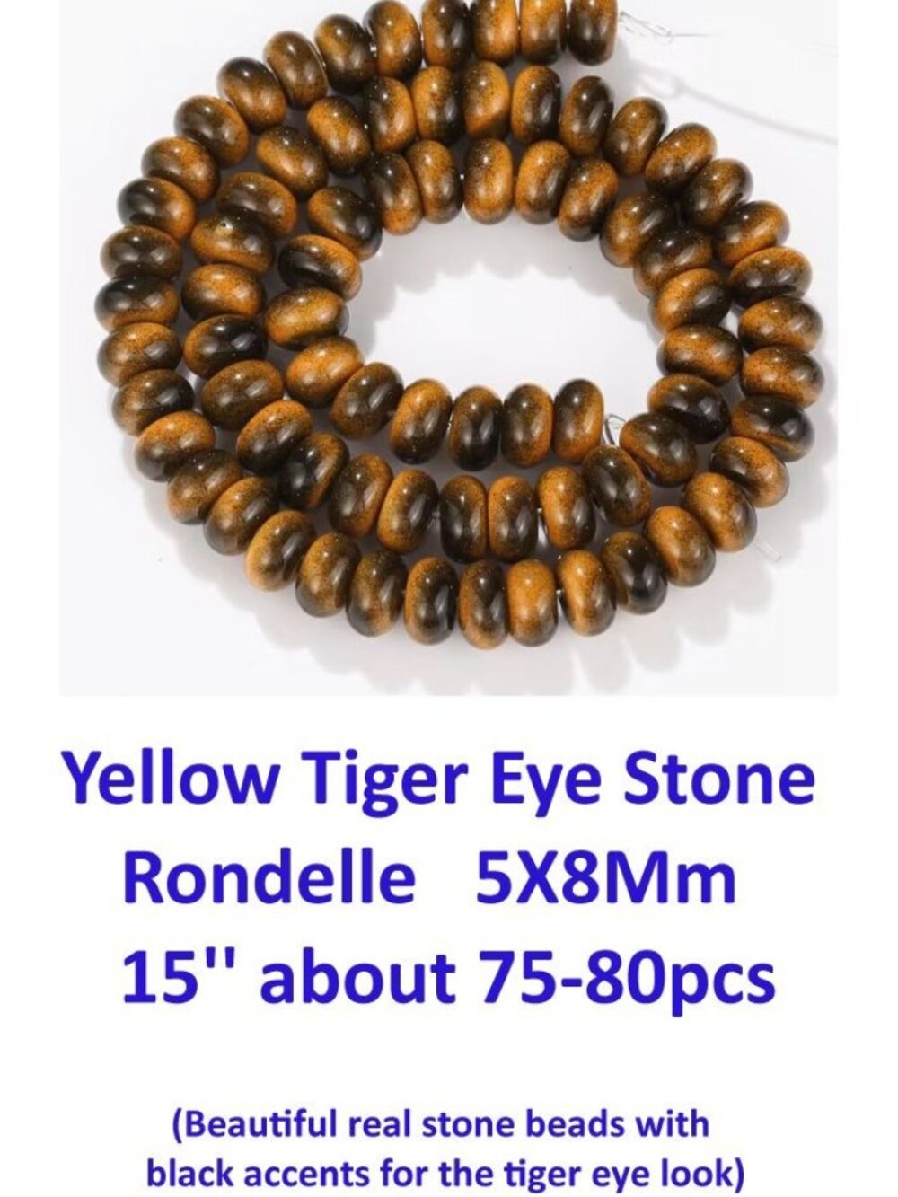 Yellow Tiger Eye Stone Rondelle 5X8Mm 15'' about 75-80pcs